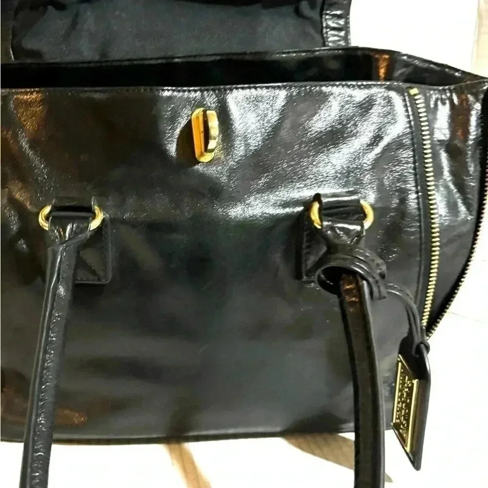 Badgley Mischka black leather satchel handbag